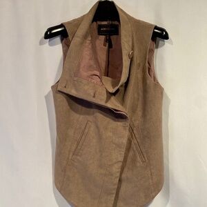 BCBG Max Azria Vegan Suede Women’s Button Down Asymmetrical Vest Size -XS